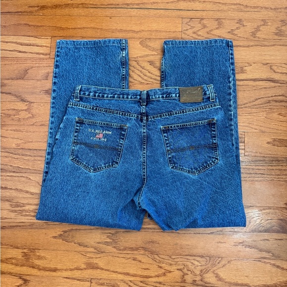 Vintage 00’s Y2K U.S. Polo Assn. Wide Leg/Baggy Back Embroidered Jeans 36x32 - Picture 2 of 7